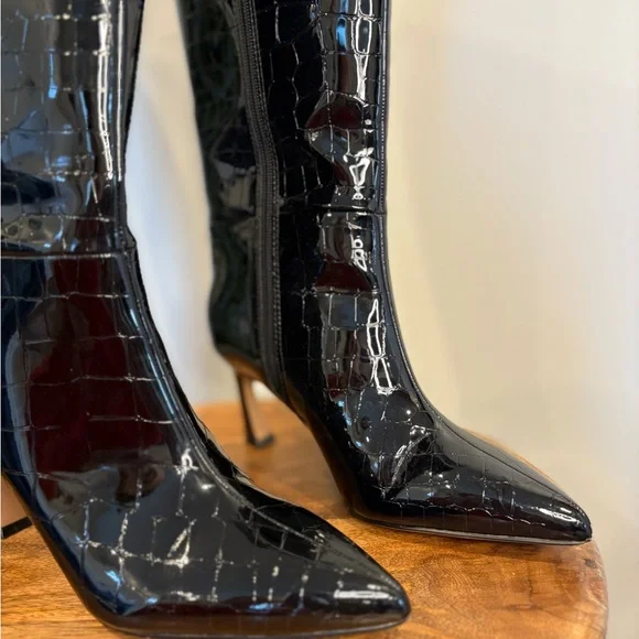 Vince Camuto Croc-Embossed Knee-High Boots - Picture 3 of 8